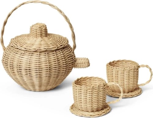 Zabawka zestaw do herbaty Rattan 3 el. Ferm Living 