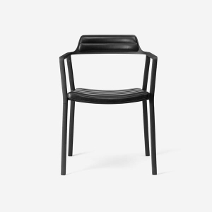 Krzesło do jadalni The Chair - Vipp451 czarna skóra /czarne aluminium Vipp
