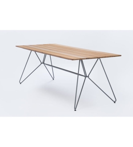 STÓŁ OGRODOWY SKETCH HOUE - 220X88CM, BAMBUSOWY, SZARA PODSTAWA, NA ZEWNĄTRZ HOUE