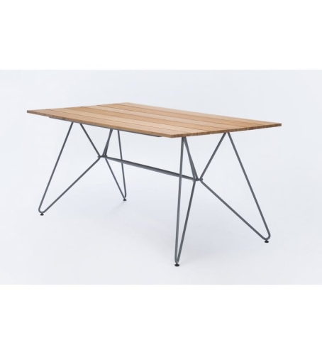 STÓŁ OGRODOWY SKETCH HOUE - 160X88CM, BAMBUSOWY, SZARA PODSTAWA, NA ZEWNĄTRZ HOUE