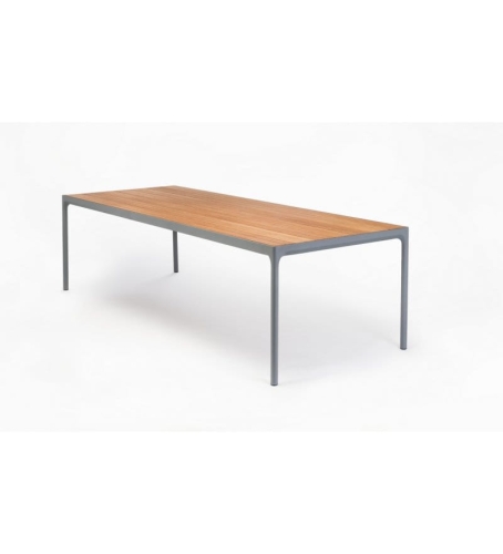STÓŁ OGRODOWY FOUR HOUE - 270X90CM, BAMBUSOWY, SZARA PODSTAWA, NA ZEWNĄTRZ HOUE