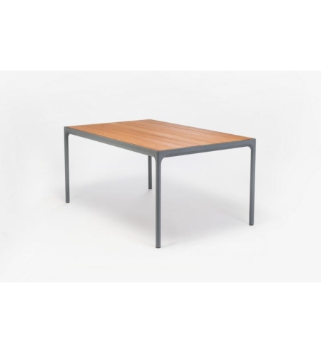 STÓŁ OGRODOWY FOUR HOUE - 160X90CM, BAMBUSOWY, SZARA PODSTAWA, NA ZEWNĄTRZ HOUE