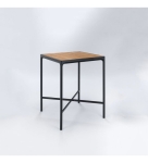 STÓŁ BAROWY FOUR HOUE - 90X90CM, BAMBUSOWY, CZARNA PODSTAWA, NA ZEWNĄTRZ