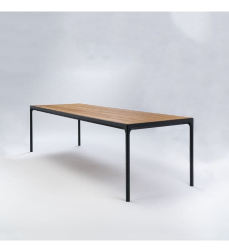 STÓŁ OGRODOWY FOUR HOUE - 270X90CM, BAMBUSOWY, CZARNA PODSTAWA, NA ZEWNĄTRZ