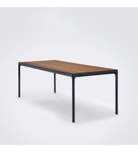 STÓŁ OGRODOWY FOUR HOUE - 210X90CM, BAMBUSOWY, CZARNA PODSTAWA, NA ZEWNĄTRZ 