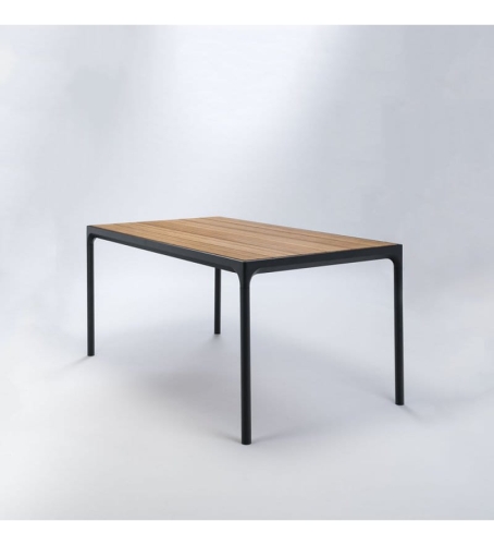 STÓŁ OGRODOWY FOUR HOUE - 160X90CM, BAMBUSOWY, CZARNA PODSTAWA, NA ZEWNĄTRZ