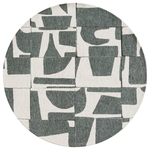 Okrągły Geometryczny Beżowo Zielony Dywan - PAPERCUT SEA SPRAY ROUND 9361 Louis de Poortere  różne warianty 
