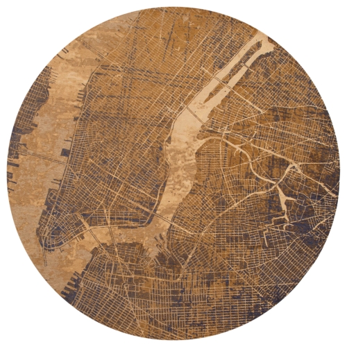 Okrągły Brązowy Dywan Nowoczesny - CITIES NEW YORK GATSBY GOLD ROUND 9315  240 x 240 cm Louis de Poortere 