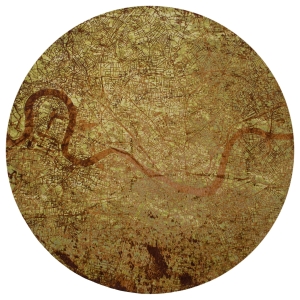 Okrągły Zielono Brązowy Dywan Nowoczesny - CITIES LONDON GREEN MEADOWS ROUND 9320 240 x 240 cm Louis de Poortere 