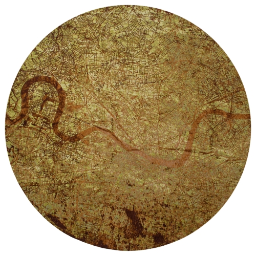 Okrągły Zielono Brązowy Dywan Nowoczesny - CITIES LONDON GREEN MEADOWS ROUND 9320 240 x 240 cm Louis de Poortere 