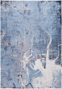 Niebieski Dywan Nowoczesny - CITIES TOKYO CONDUCTIVE BLUE 9314 Louis de Poortere  różne warianty  