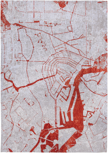 Szaro Czerwony Dywan Nowoczesny - CITIES AMSTERDAM ORANGE CUT 9323 Louis de Poortere  różne warianty 