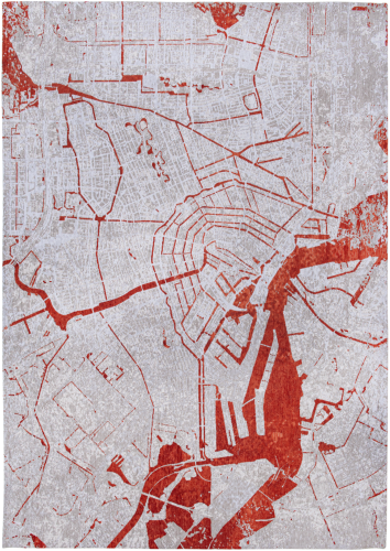 Szaro Czerwony Dywan Nowoczesny - CITIES AMSTERDAM ORANGE CUT 9323 Louis de Poortere  różne warianty 