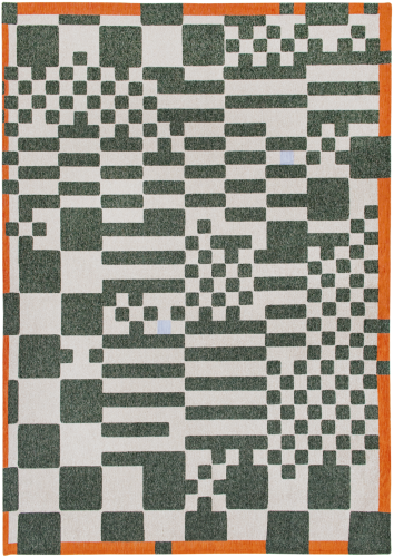 Geometryczny Zielono - Beżowy Dywan - CHESS DEEP GREEN 9339 Louis de Poortere  różne warianty   