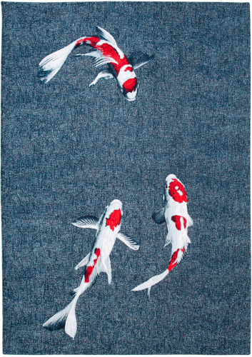 Nowoczesny Zielony Dywan - POP KOI JAPANESE POND 9390 Louis de Poortere  różne warianty  