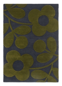 Granatowo Zielony Dywan w Kwiaty - SPRIG STEM MARINE 63908 Louis de Poortere  różne warianty 