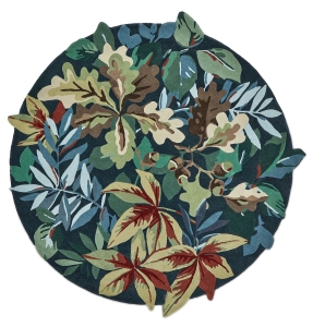 Dywan Kolorowy z Roślinnym Wzorem - ROBIN'S WOOD FOREST GREEN ROUND 146508 Louis de Poortere  różne warianty 