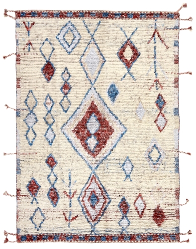 Marokański Dywan Beżowy Niebieski Czerwony - TRIBE IVORY RED Louis de Poortere  różne warianty 