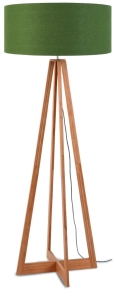 LAMPA PODŁOGOWA EVEREST BAMBUS 4-NOŻNA 127CM/ABAŻUR 60X30CM, LNIANY ZIELEŃ LASU  GOOD&MOJO