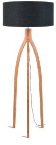 LAMPA PODŁOGOWA ANNAPURNA BAMBUS 3-NOŻNA 128CM/ABAŻUR 60X30CM, LNIANY CIEMNOSZARY  GOOD&MOJO