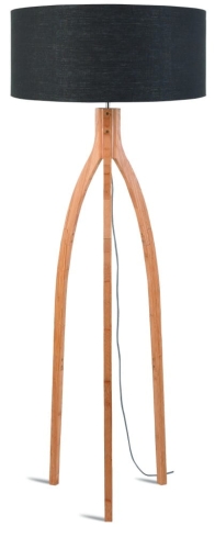 LAMPA PODŁOGOWA ANNAPURNA BAMBUS 3-NOŻNA 128CM/ABAŻUR 60X30CM, LNIANY CIEMNOSZARY  GOOD&MOJO