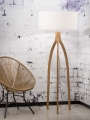 LAMPA PODŁOGOWA ANNAPURNA BAMBUS 3-NOŻNA 128CM/ABAŻUR 60X30CM, LNIANY BIAŁY  GOOD&MOJO
