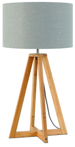 LAMPA STOŁOWA EVEREST 4-NOŻNA 34CM/ ABAŻUR 32X20CM, LNIANY JASNOSZARY GOOD&MOJO