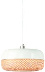 LAMPA WISZĄCA MEKONG L, BAMBUS 40X22CM SPŁASZCZONA, BIAŁY/NATURALNY GOOD&MOJO