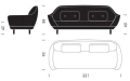 Sofa FAVN JH3 FRITZ HANSEN tapicerowane różne kolory