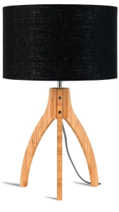 LAMPA STOŁOWA ANNAPURNA TRÓJNOŻNA 30CM/ABAŻUR 32X20CM, LNIANY CZARNY GOOD&MOJO