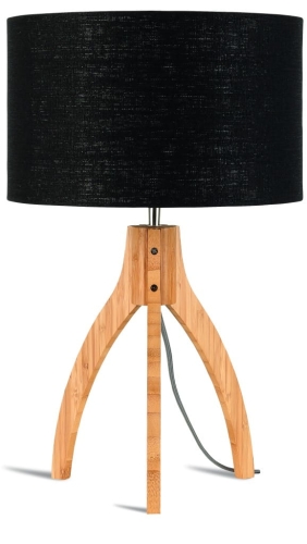 LAMPA STOŁOWA ANNAPURNA TRÓJNOŻNA 30CM/ABAŻUR 32X20CM, LNIANY CZARNY GOOD&MOJO