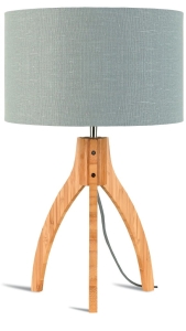 LAMPA STOŁOWA ANNAPURNA TRÓJNOŻNA 30CM/ABAŻUR 32X20CM, LNIANY JASNOSZARY  GOOD&MOJO