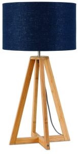 LAMPA STOŁOWA EVEREST 4-NOŻNA 34CM/ ABAŻUR 32X20CM, LNIANY BLUE DENIM  GOOD&MOJO