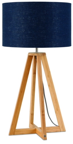 LAMPA STOŁOWA EVEREST 4-NOŻNA 34CM/ ABAŻUR 32X20CM, LNIANY BLUE DENIM  GOOD&MOJO