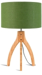 LAMPA STOŁOWA ANNAPURNA TRÓJNOŻNA 30CM/ABAŻUR 32X20CM,LNIANY ZIELEŃ LASU	GOOD&MOJO