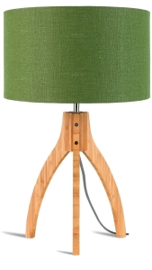 LAMPA STOŁOWA ANNAPURNA TRÓJNOŻNA 30CM/ABAŻUR 32X20CM,LNIANY ZIELEŃ LASU	GOOD&MOJO