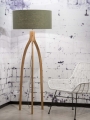 LAMPA PODŁOGOWA ANNAPURNA BAMBUS 3-NOŻNA 128CM/ABAŻUR 60X30CM, LNIANY ZIELEŃ LASU  GOOD&MOJO